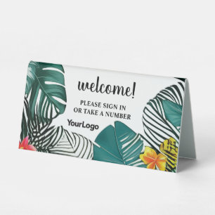 Tropical Flowers Variegated Leaves Business Logo 