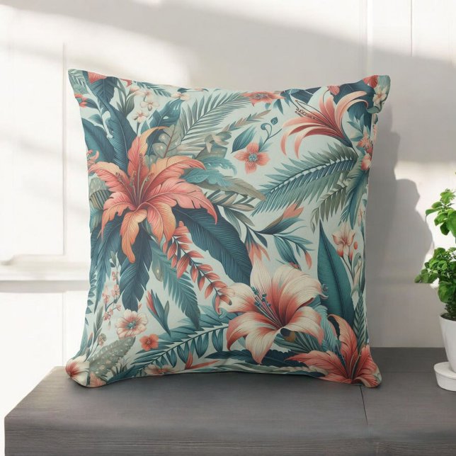 Tropical Flowers Vibrant Orchid & Botanical  Cushion (Creator Uploaded)
