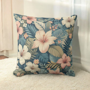 Tropical Flowers Vibrant Orchid & Botanical  Cushion