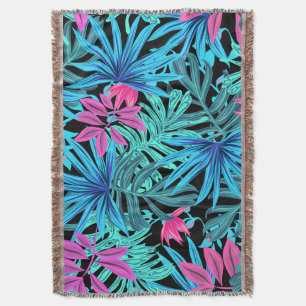 Tropical Flowers Vivid Colours Throw Blanket