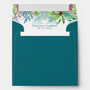 Tropical Flowers Wedding Envelope