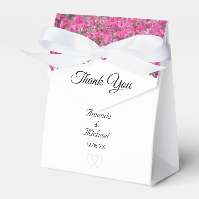 Tropical flowers wedding favour box (Front Side)