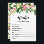 Tropical Flowers Wishes for the Bride and Groom Advice Card<br><div class="desc">Tropical Flowers Wishes for the Bride and Groom Flat Card. Tropical inspired well wishes card featuring watercolor illustrations of hibiscus,  plumeria,  bird of paradise,  orchids,  palm leaves,  banana leaves and split leaf philodendron. This floral wedding well wishes card is perfect for summer and beach weddings.</div>