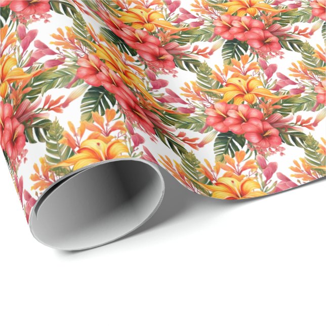 Tropical Flowers Wrapping Paper (Roll Corner)