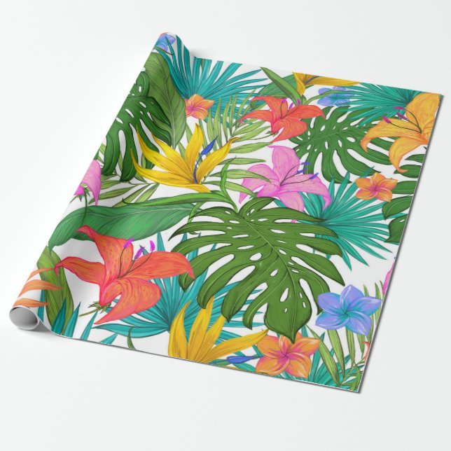 tropical flowers wrapping paper (Unrolled)