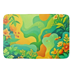 Tropical Foliage Abstract Bath Mat