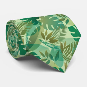 Tropical Foliage Airy Green Leaves Tie
