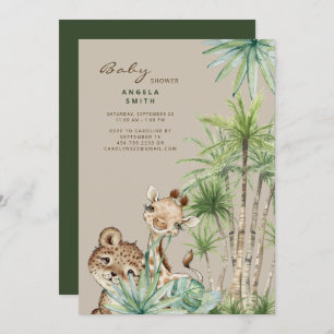 Tropical Foliage Baby Animals II Baby Shower  Invitation
