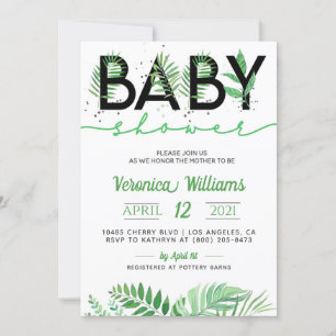 Tropical Foliage Baby Shower Invitation