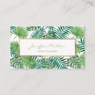 Tropical Foliage Botanical Leaves Pattern.         Business Card