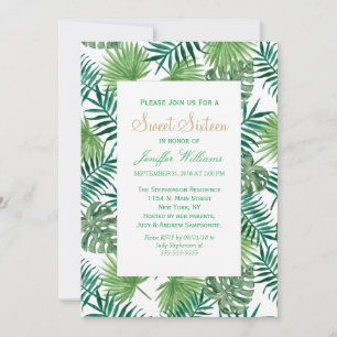 Tropical Foliage Botanical Leaves Pattern.         Invitation