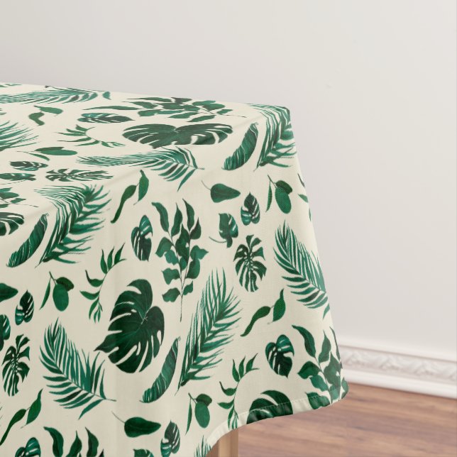Tropical Foliage Chic Greenery & Leaves Pattern Tablecloth (In Situ)