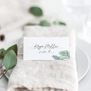 Tropical Foliage   Elegant Botanical Wedding Place Card