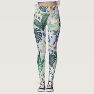 Tropical Foliage Floral Pattern Leggings
