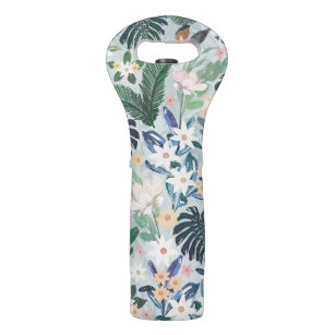 Tropical Foliage Floral Pattern Wine Bag