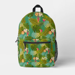 Tropical Foliage Garden Green Printed Backpack