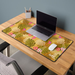 Tropical Foliage Garden Mustard Desk Mat
