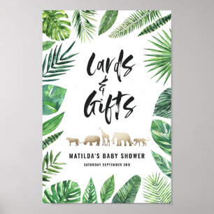 Tropical foliage + gold animals cards & gifts poster