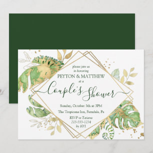 Tropical Foliage & Gold Elegant Couple's Shower Invitation