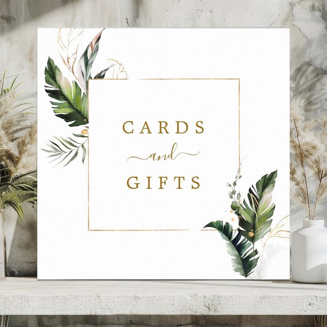Tropical Foliage Gold Wedding Cards and Gifts Sign (Creator Uploaded)