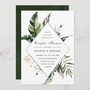 Tropical Foliage Green Couples Shower Invitation