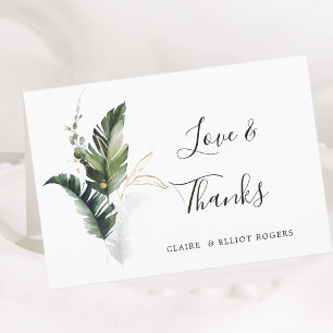 Tropical Foliage Green Wedding Thank You Folded Card