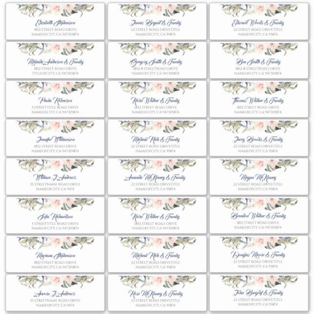 Tropical Foliage Guest Names Address Labels (Front)