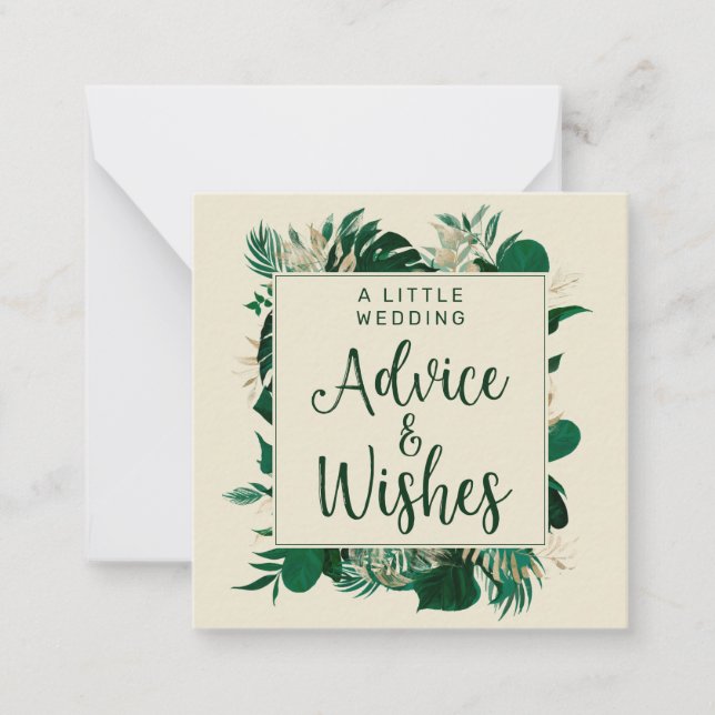 Tropical Foliage Leafy Wedding Advice & Wishes Card (Front)