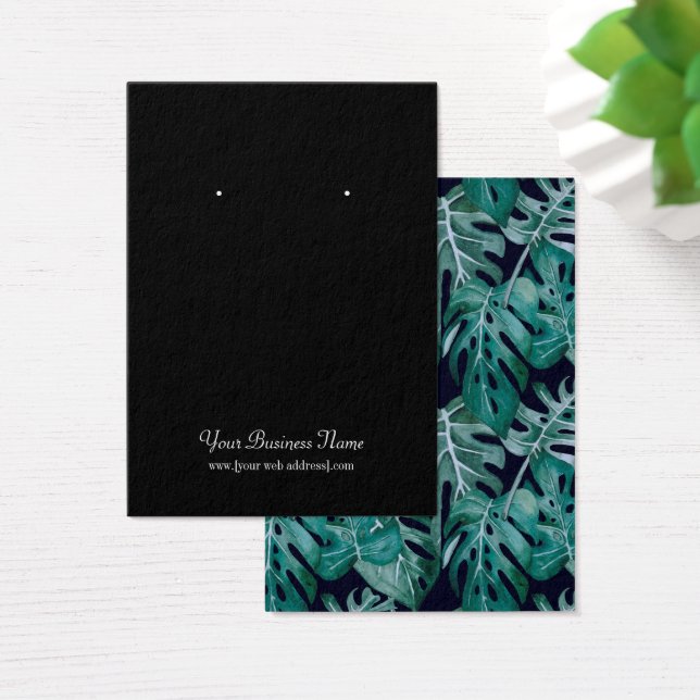 Tropical Foliage Leaves Custom Earring Card (Desk)