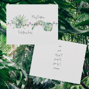 Tropical Foliage  & Lights Names Christmas Card
