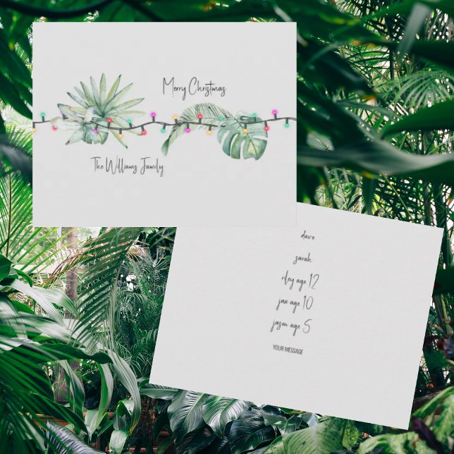 Tropical Foliage  & Lights Names Christmas Card (Creator Uploaded)
