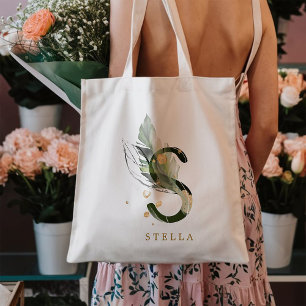 Tropical Foliage Monogram Letter “S” Personalised Tote Bag