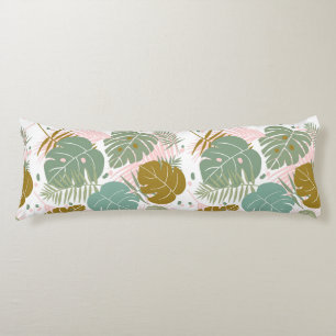 Tropical Foliage - Monstera And Palm Leaf Pattern Body Cushion