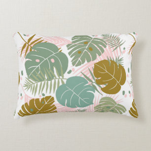 Tropical Foliage - Monstera And Palm Leaf Pattern Decorative Cushion