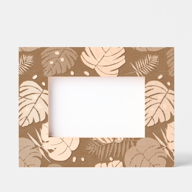 Tropical Foliage - Monstera And Palm Leaf Pattern Etched Frames (Front)