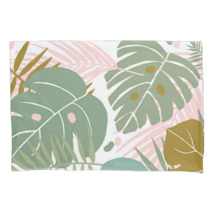 Tropical Foliage - Monstera And Palm Leaf Pattern Pillowcase