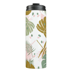 Tropical Foliage - Monstera And Palm Leaf Pattern Thermal Tumbler