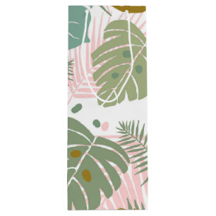 Tropical Foliage - Monstera And Palm Leaf Pattern Wine Gift Bag