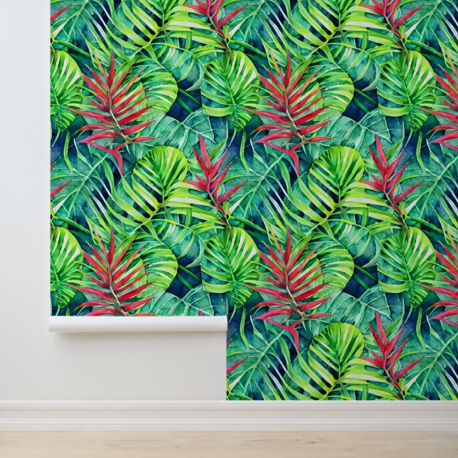 Tropical foliage monstera leaf jungle pattern wall (Application)