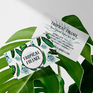 Tropical Foliage Palm Leaves & Greenery Watercolor Business Card