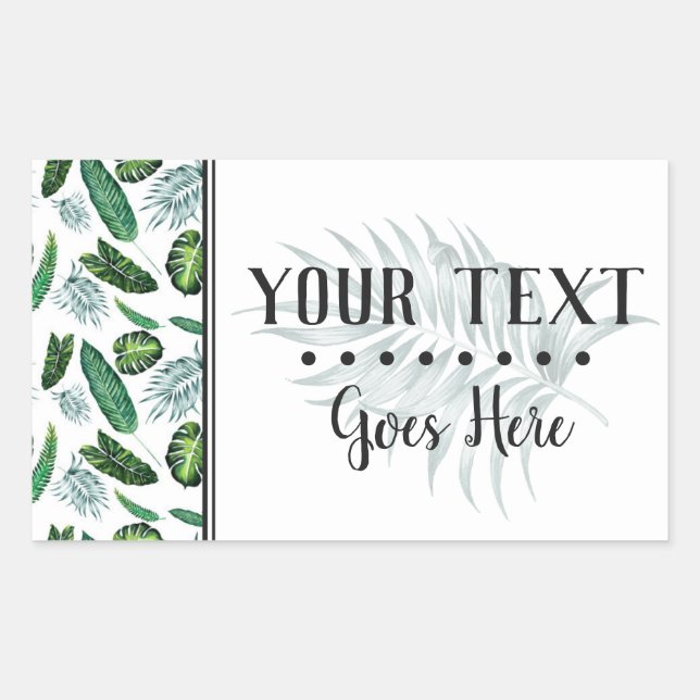 Tropical Foliage Palm Leaves & Greenery Watercolor Rectangular Sticker (Front)
