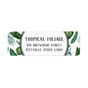 Tropical Foliage Palm Leaves Plants Return Address Return Address Label