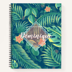 Tropical Foliage Pattern Personalised Notebook