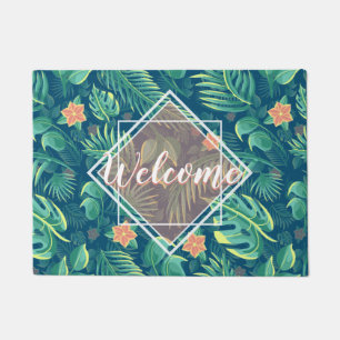 Tropical Foliage Pattern Personalised Welcome Doormat
