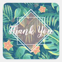 Tropical Foliage Pattern Personlaized Thank You