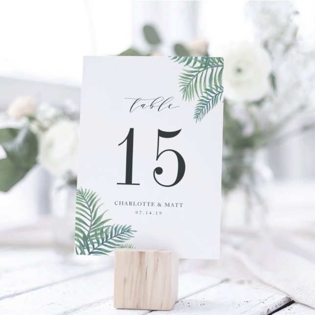 Tropical Foliage | Personalized Table Number Card (Creator Uploaded)