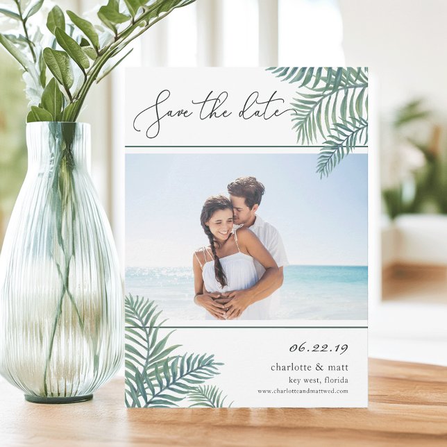 Tropical Foliage Photo Save the Date Card (Creator Uploaded)