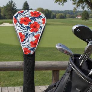 Tropical Foliage Red Floral Hibiscus Golf Head Cover