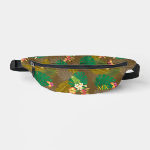 Tropical Foliage Summer Brown Bum Bags