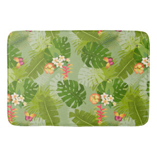 Tropical Foliage Summer Green Bath Mat